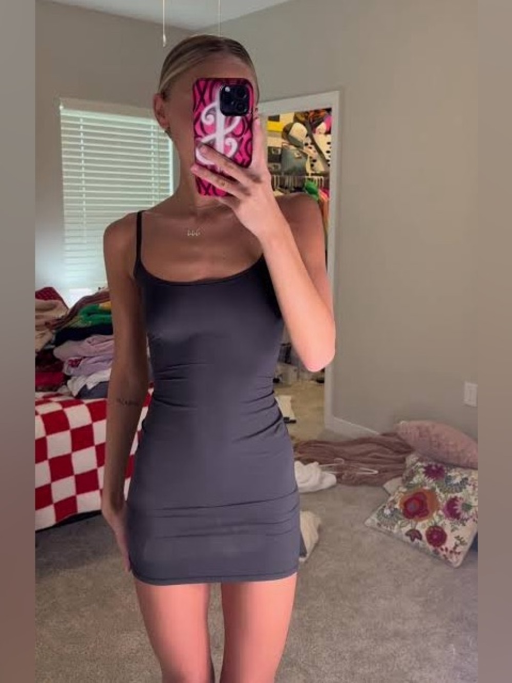 🖤 SKIMS • Fits Everybody Mini Slip Dress in Onyx - Picture 7 of 14